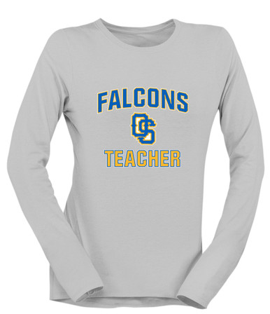 Olathe South Falcons OS Script Teacher Women's LS T-Shirt