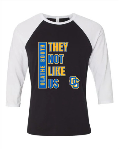Olathe South Falcons OS Script They Not Like Us #1 Women's Baseball T-Shirt