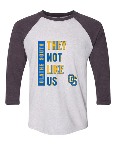Olathe South Falcons OS Script They Not Like Us #1 Men's Baseball T-Shirt