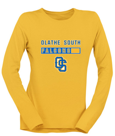 Olathe South Falcons OS Script Mascot #7 Women's LS T-Shirt