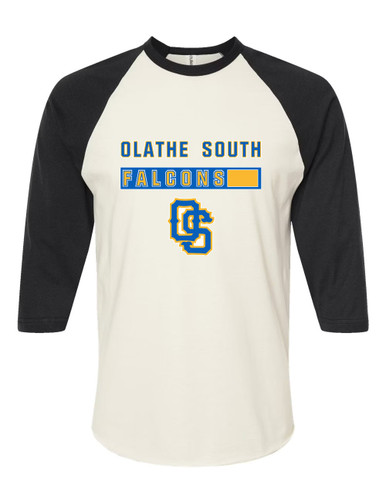 Olathe South Falcons OS Script Mascot #7 Men's Baseball T-Shirt