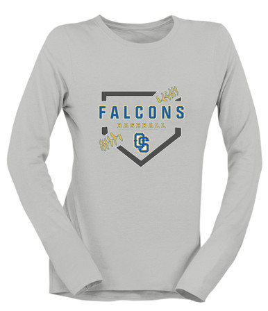 Olathe South Falcons OS Script Baseball #2 Women's Premium LS T-Shirt