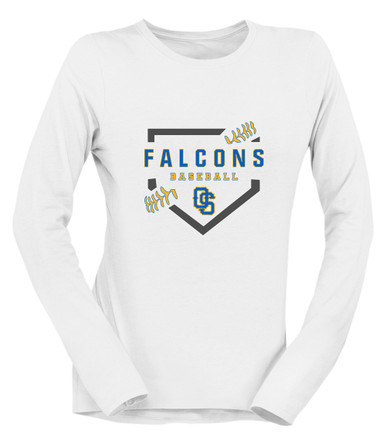 Olathe South Falcons OS Script Baseball #2 Women's LS T-Shirt
