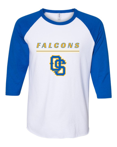 Olathe South Falcons OS Script Mascot #8 Women's Baseball T-Shirt