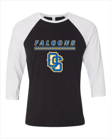 Olathe South Falcons OS Script Mascot #8 Men's Baseball T-Shirt