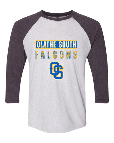 Olathe South Falcons OS Script Mascot #9 Men's Baseball T-Shirt