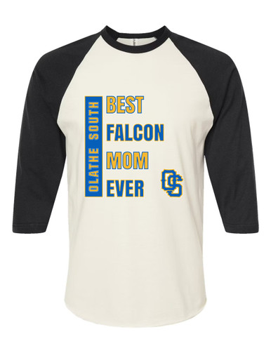 Olathe South Falcons OS Script Best Falcon Mom Women's Baseball T-Shirt