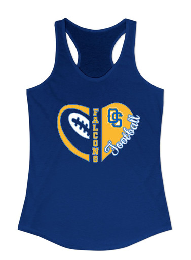 Olathe South Falcons OS Script Heart Football Women's Tank Top