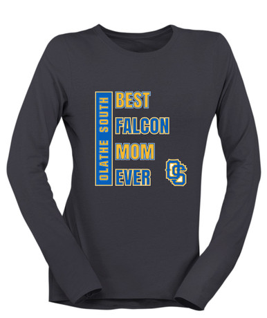 Olathe South Falcons OS Script Best Falcon Mom Women's LS T-Shirt