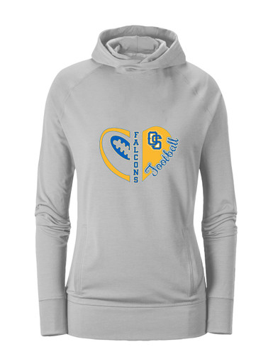 Olathe South Falcons OS Script Heart Football Women's Hoodie