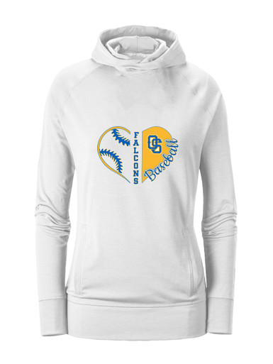 Olathe South Falcons OS Script Heart Baseball Women's Hoodie
