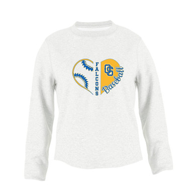 Olathe South Falcons OS Script Heart Baseball Women's Sweatshirt