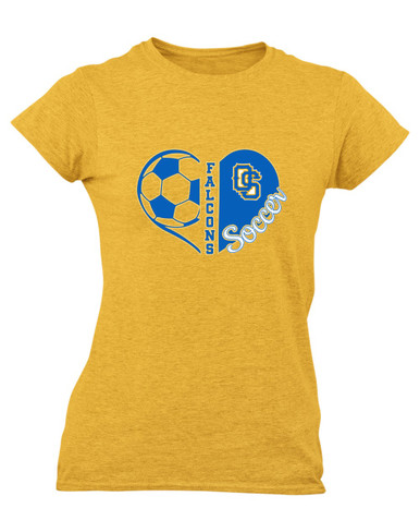 Olathe South Falcons OS Script Heart Soccer Women's SS T-Shirt