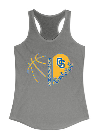 Olathe South Falcons OS Script Heart Basketball Women's Tank Top