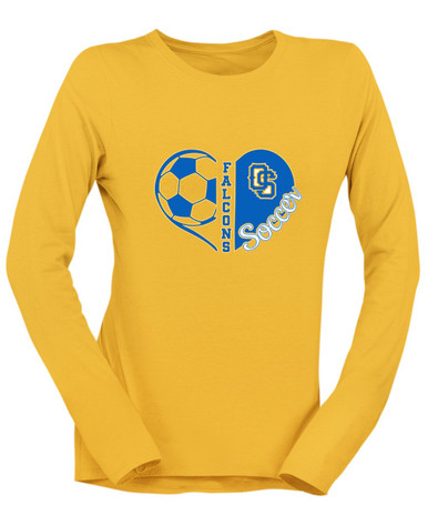 Olathe South Falcons OS Script Heart Soccer Women's LS T-Shirt