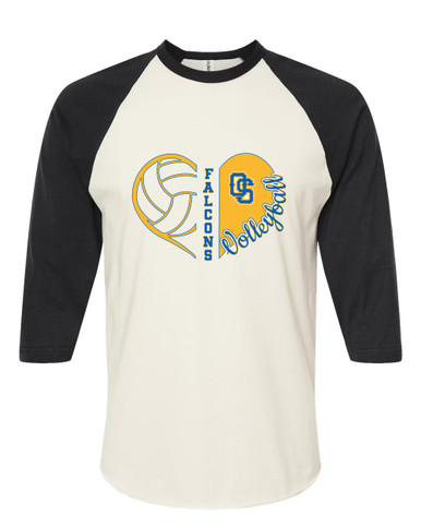 Olathe South Falcons OS Script Heart Volleyball Women's Baseball T-Shirt