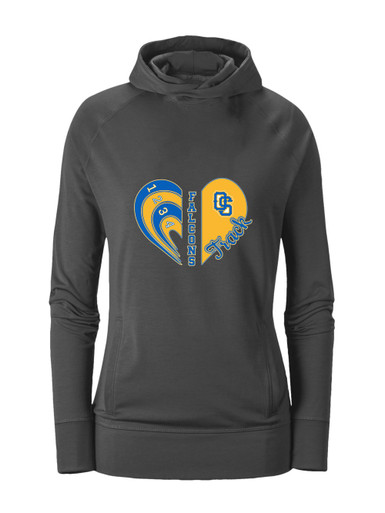 Olathe South Falcons OS Script Heart Track Women's Hoodie