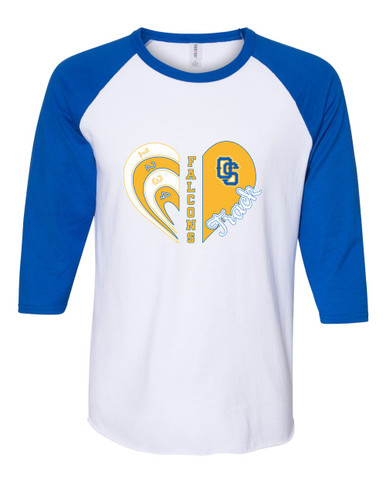 Olathe South Falcons OS Script Heart Track Women's Baseball T-Shirt