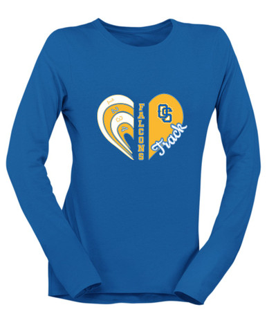 Olathe South Falcons OS Script Heart Track Women's Premium LS T-Shirt