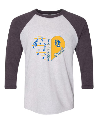 Olathe South Falcons OS Script Heart Band Women's Baseball T-Shirt