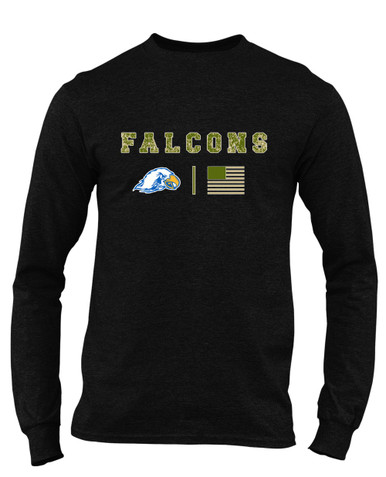 Olathe South Falcons Camo Flag Men's Premium LS T-Shirt