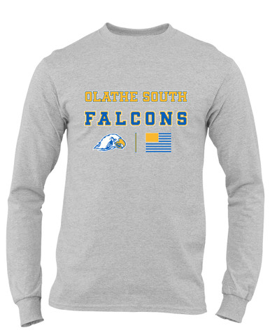 Olathe South Falcons Spirit Flag Men's Premium LS T-Shirt
