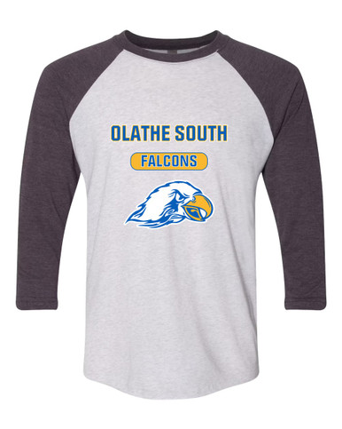 Olathe South Falcons Mascot #3 Women's Baseball T-Shirt