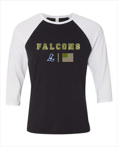 Liberty Falcons L Script Camo Flag Men's Baseball T-Shirt