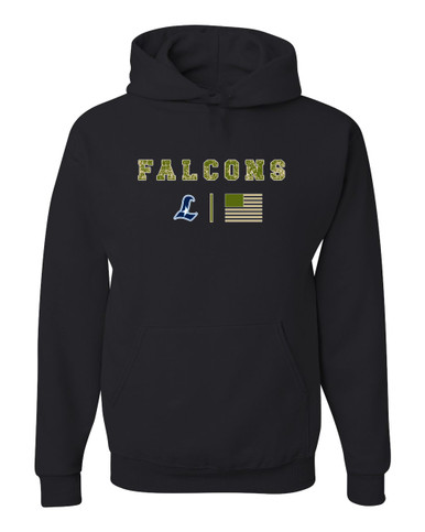 Liberty Falcons L Script Camo Flag Men's Premium Hoodie