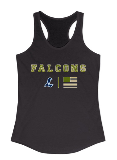 Liberty Falcons L Script Camo Flag Women's Tank Top