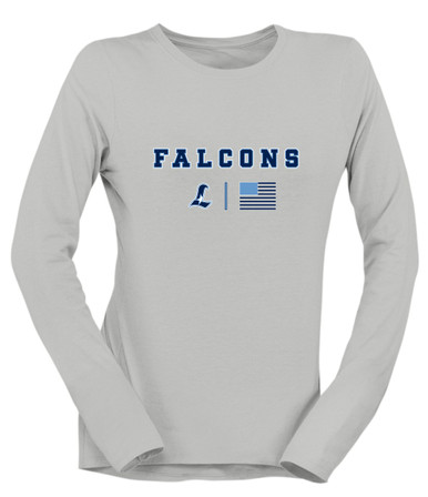Liberty Falcons L Script Team Colors Flag Women's Premium LS T-Shirt