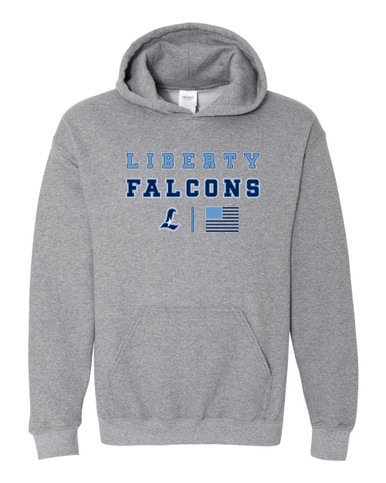 Liberty Falcons L Script Spirit Flag Men's Hoodie