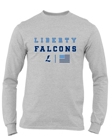 Liberty Falcons L Script Spirit Flag Men's LS T-Shirt