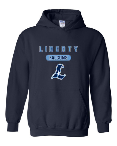 Liberty Falcons L Script Mascot #3 Men's Hoodie