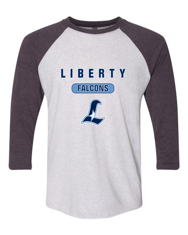 Liberty Falcons L Script Mascot #3 Women's Baseball T-Shirt
