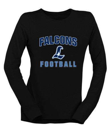 Liberty Falcons L Script Football #1 Women's Premium LS T-Shirt