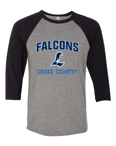 Liberty Falcons L Script Cross Country Men's Baseball T-Shirt