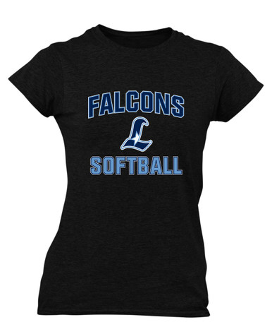 Liberty Falcons L Script Softball #1 Women's SS T-Shirt