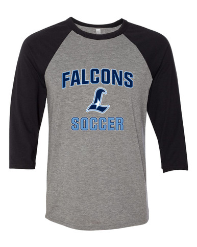Liberty Falcons L Script Soccer #1 Women's Baseball T-Shirt
