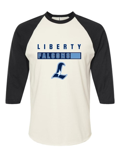 Liberty Falcons L Script Mascot #7 Men's Baseball T-Shirt