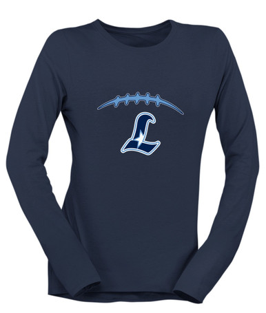 Liberty Falcons L Script Football #2 Women's LS T-Shirt