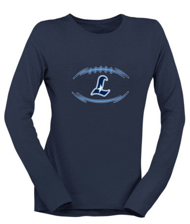 Liberty Falcons L Script Football #3 Women's Premium LS T-Shirt
