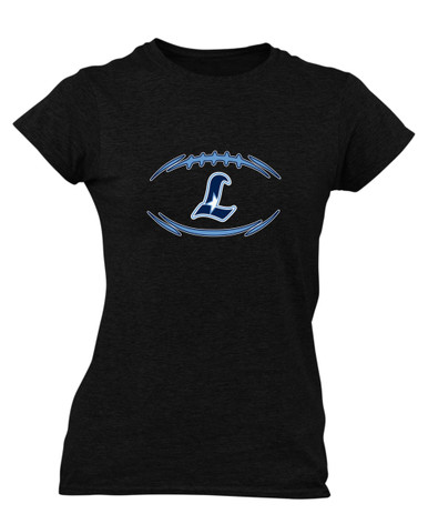 Liberty Falcons L Script Football #3 Women's SS T-Shirt