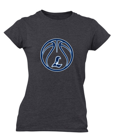 Liberty Falcons L Script Basketball #2 Women's SS T-Shirt