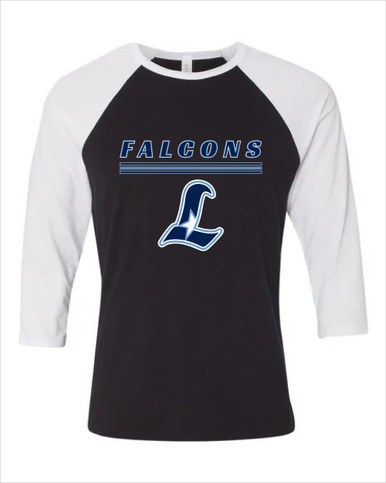 Liberty Falcons L Script Mascot #8 Men's Baseball T-Shirt