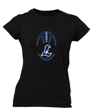 Liberty Falcons L Script Football #4 Women's SS T-Shirt