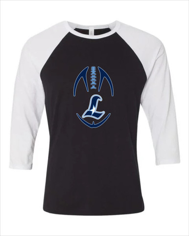 Liberty Falcons L Script Football #4 Women's Baseball T-Shirt