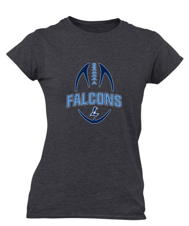 Liberty Falcons L Script Football #5 Women's SS T-Shirt