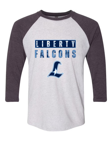 Liberty Falcons L Script Mascot #9 Men's Baseball T-Shirt