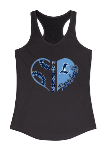 Liberty Falcons L Script Heart Baseball Women's Tank Top